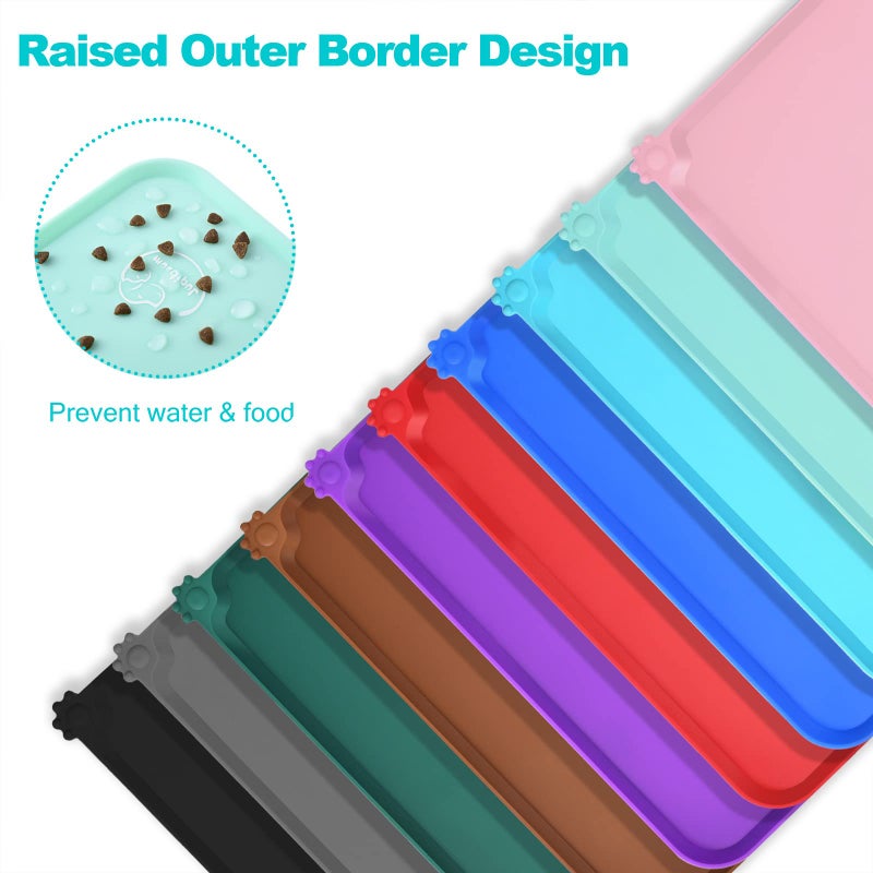 Juqiboom Silicone Waterproof Dog Cat Pet Feeding Mats, Non Slip, Easy Clean Pet Dog Cat Bowl Mats Placemat (24" x 16") Green - Image 4